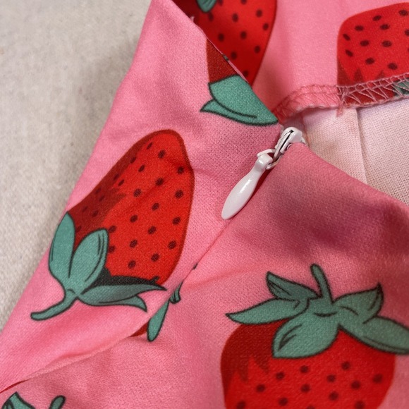 Strawberry pink, mini skirt size large cottage core Y2K vintage retro print - Picture 6 of 9